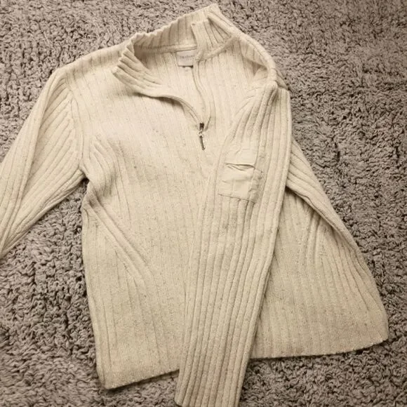 Liz Claireborne Ribbed Womans XL Pullover Sweater 1/4 zip. Oatmeal Color - Picture 6 of 12